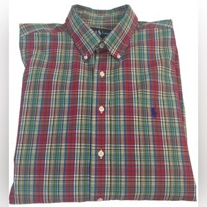 RALPH LAUREN Classic Fit Plaid Long Sleeve Button Front Shirt Men's Large